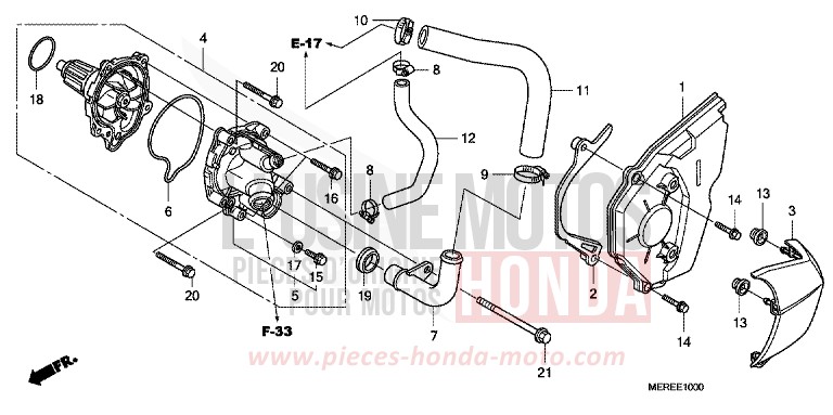 POMPE A EAU von CBF600N ABS QUASAR SILVER METALLIC (NHA48) von 2009